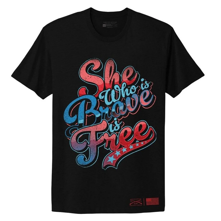 Women's Brave Is Free Boyfriend Fit T-Shirt - Black