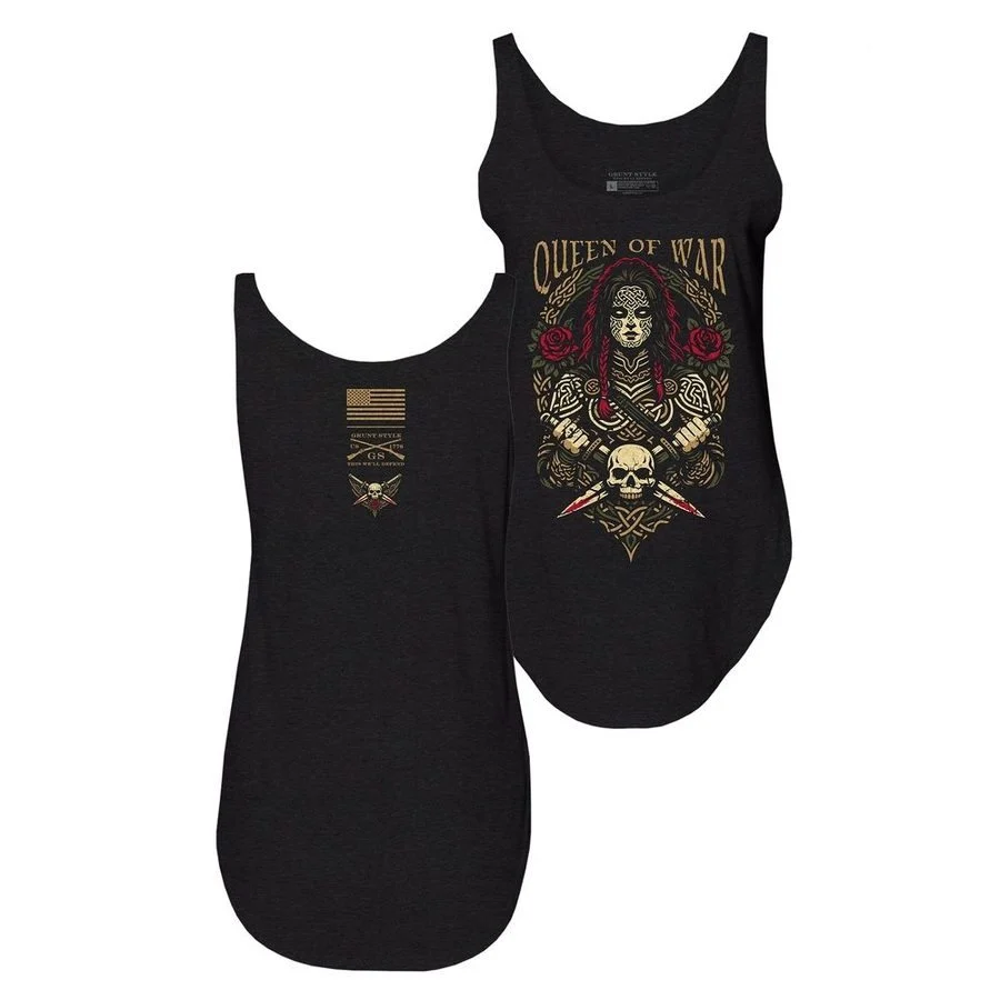 Women's Queen Of War Flowy Tank - Black