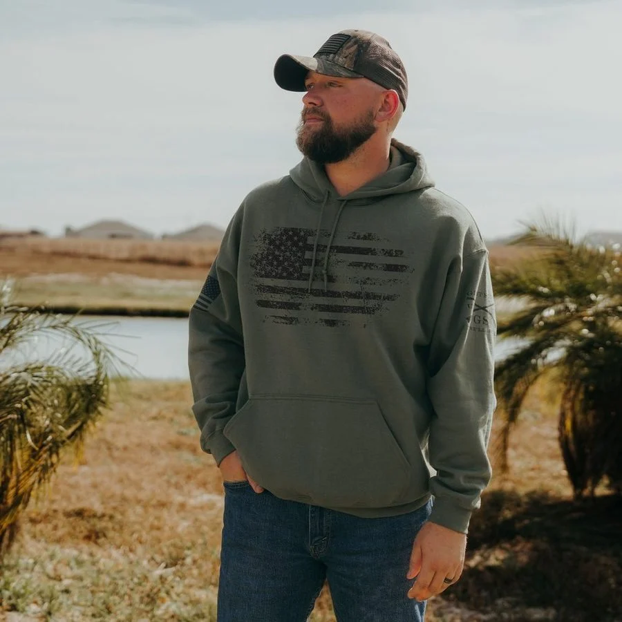 Vintage American Hoodie - Military Green - Image 2