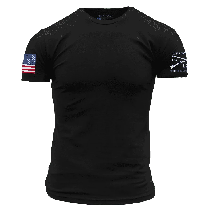 USA Flag Basic T-Shirt - Black