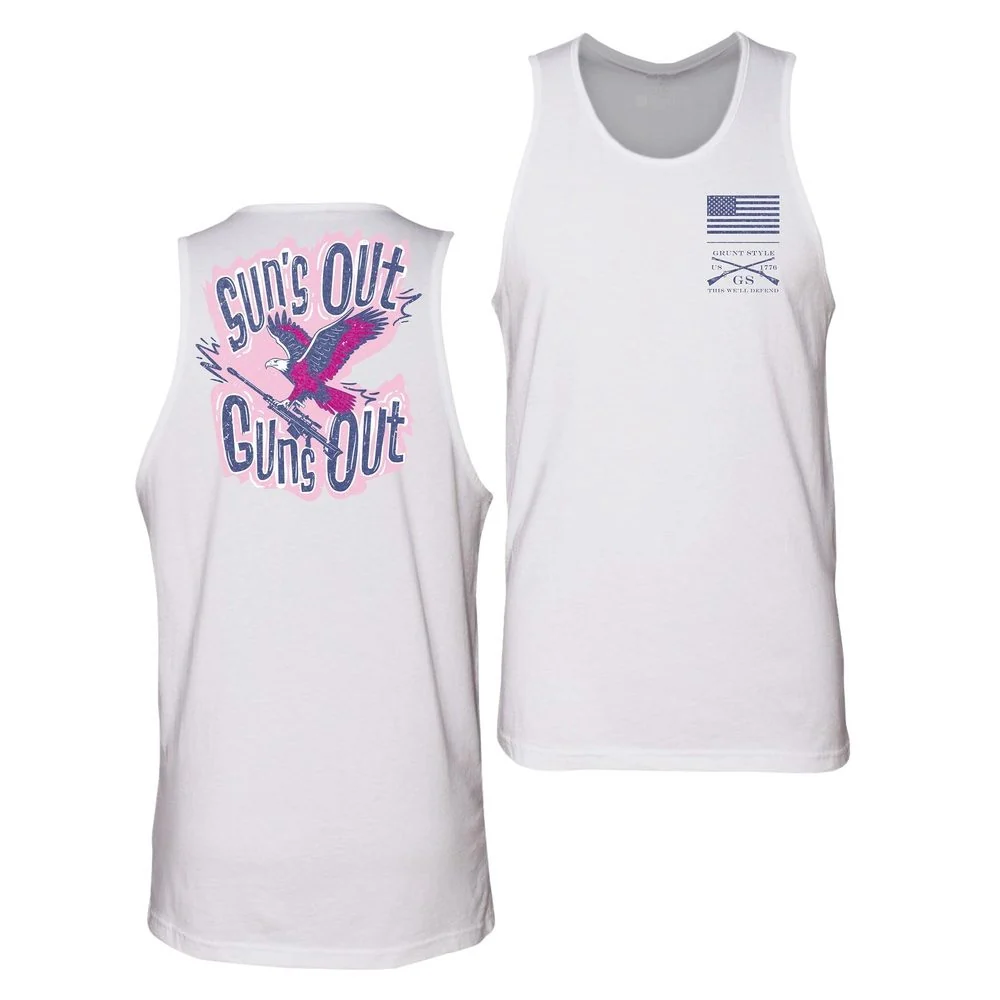 Men's Sun Out. Guns Out Tank - White