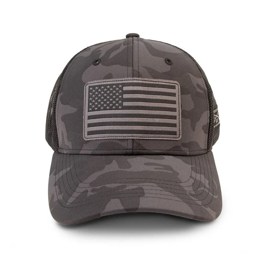 Grunt Style Flag Mesh Hat - Black Camo