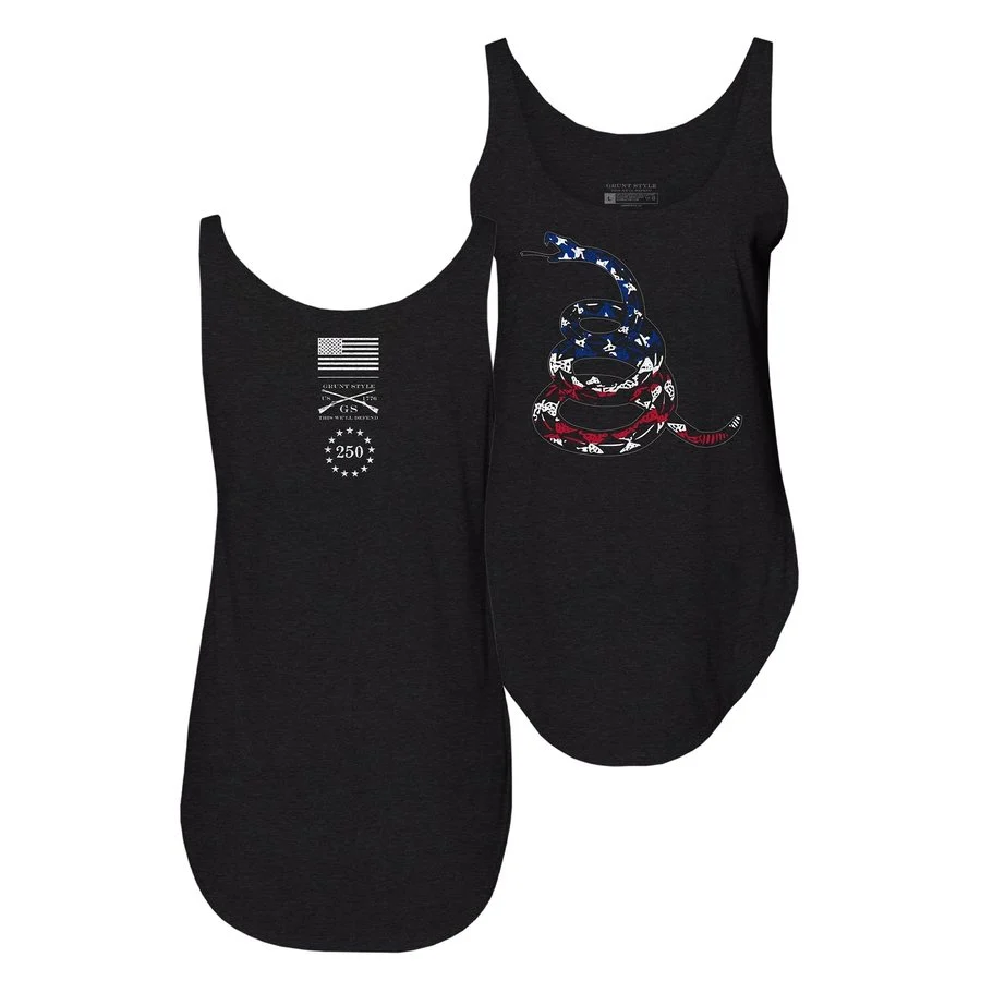 Women's Freedom Gadsden Flowy Tank - Black