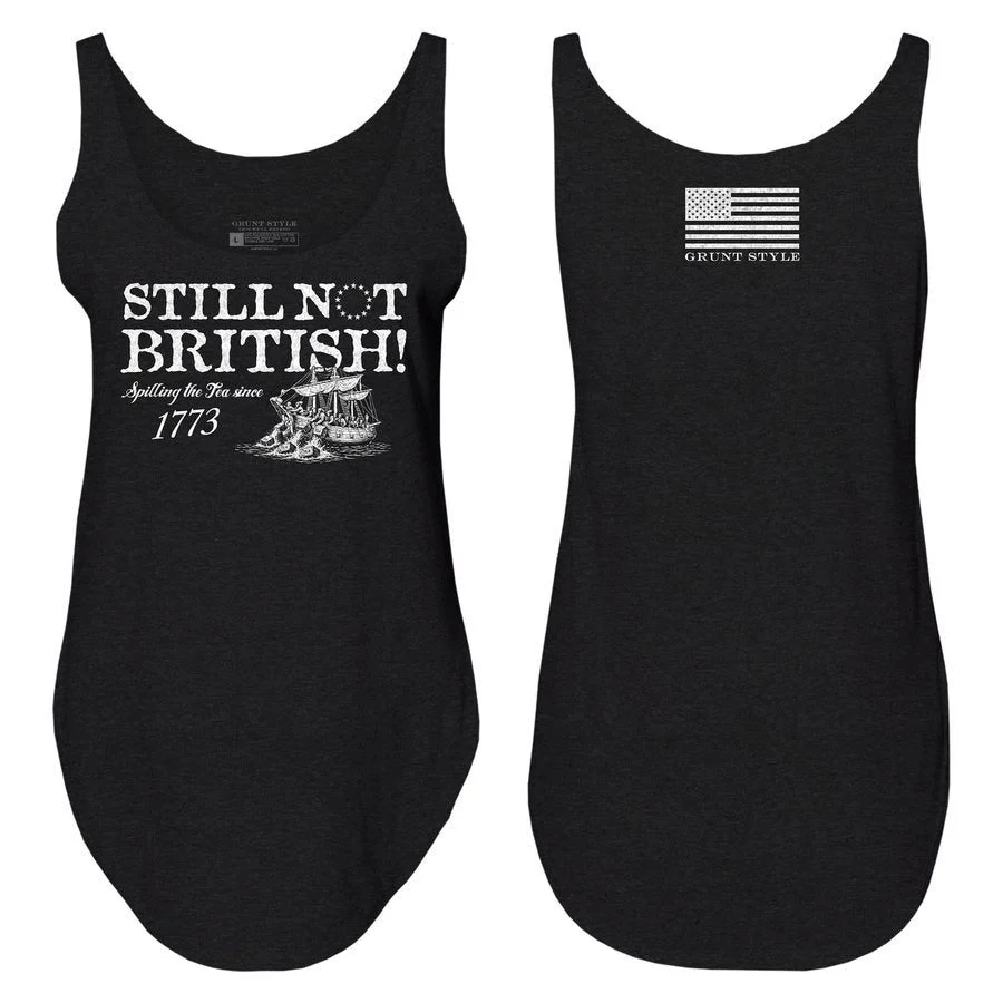 Women's Still Not British Flowy Tank - Black