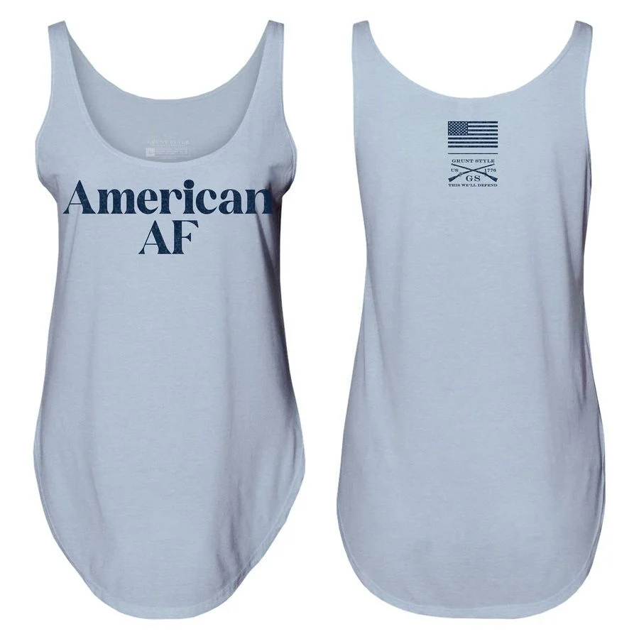 Women's American AF Flowy Tank - Stonewash Denim